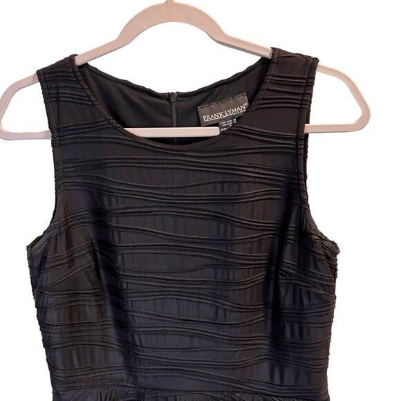 Frank Lyman Design Peplum Sheath Dress Size 10 Black Textured Striped Classic - Picture 5 of 14